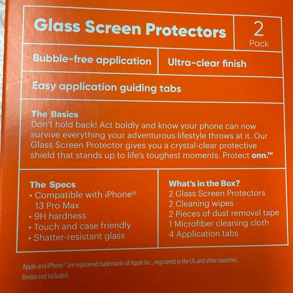 Onn Glass Screen Protector for iPhone 13 ProMax - Picture 5 of 5